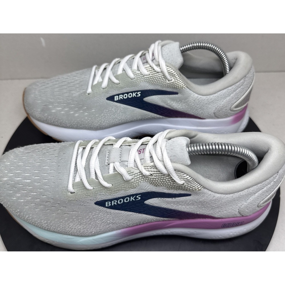 Brooks Ghost 16 White Blue Light Grey Women's Size 10.5 D Running Walking Shoes - Picture 6 of 12